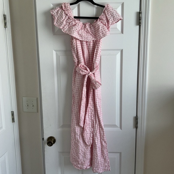 Elizabeth Wilson Designs Pink Gingham Jumpsuit - Picture 2 of 4